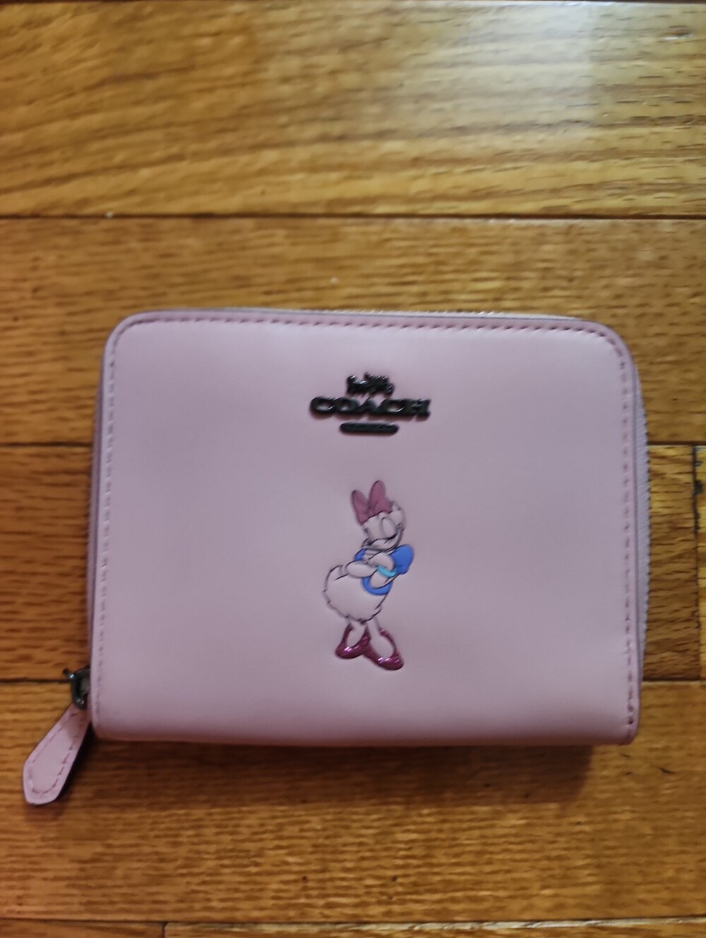 Disney X Coach Small Pink Daisy Duck Zip-Around Wallet